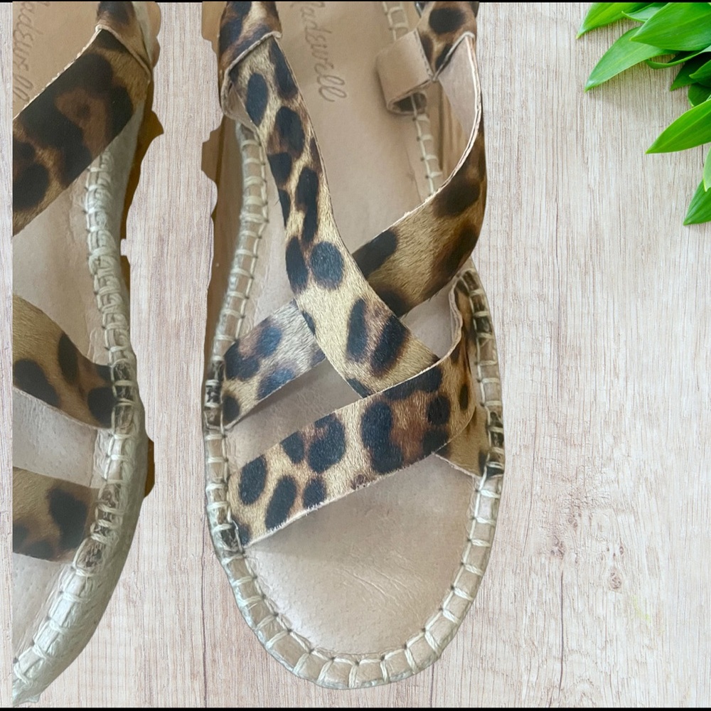 Madewell The Malia Espadrille Sandal Leopard Print Calf Hair Size 8 - Picture 3 of 7